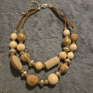 Chico's Gold and Cream Beaded Necklace